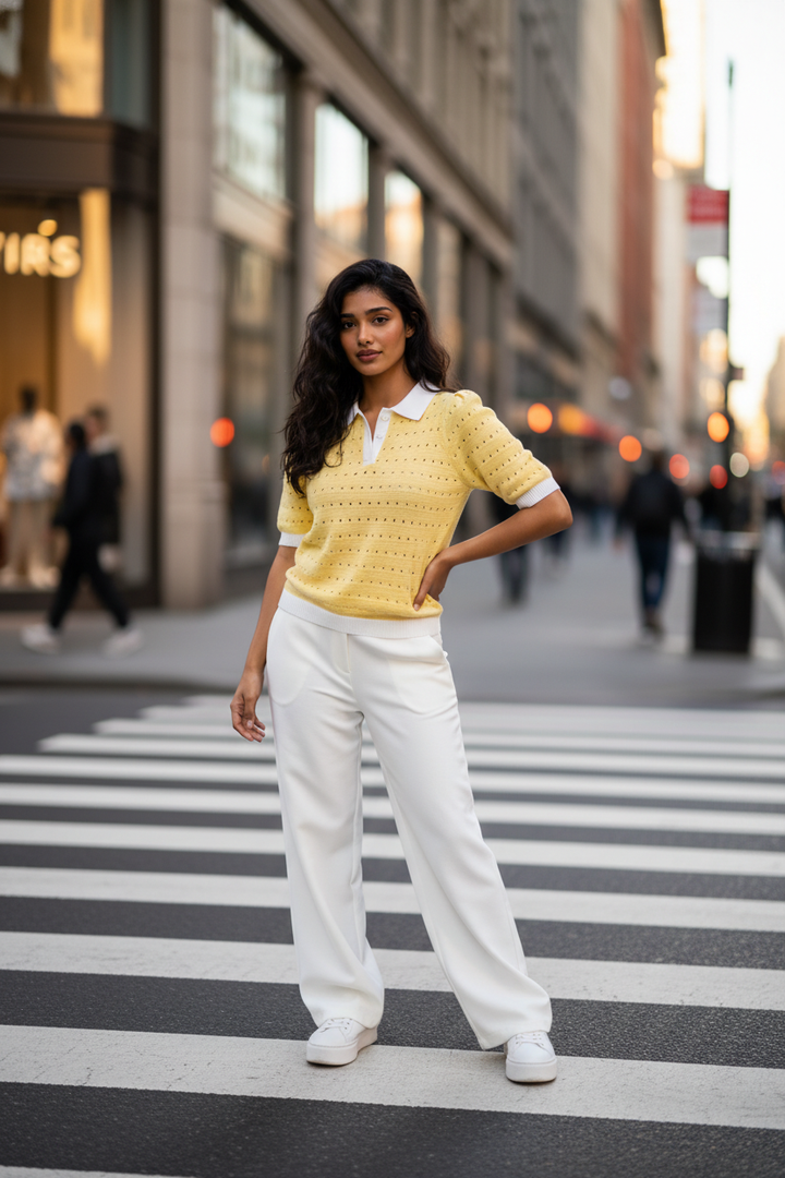 Knitted Polo Blouse