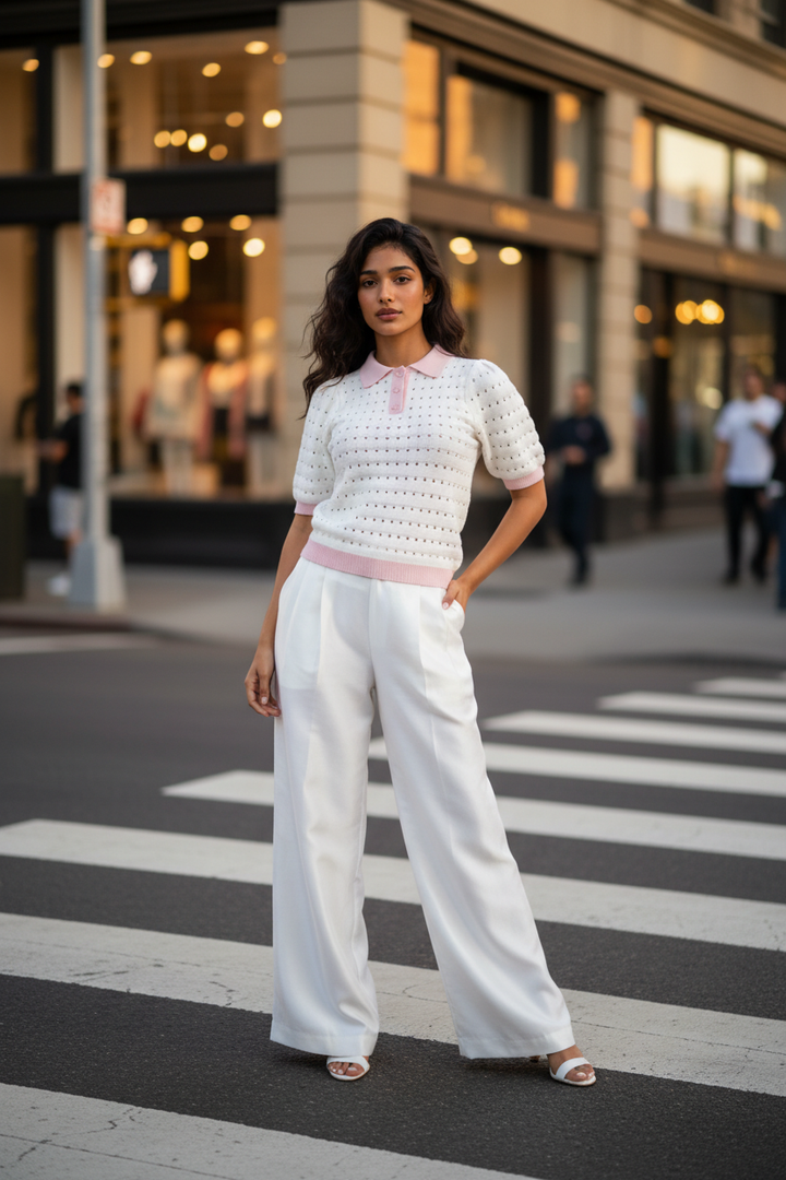 Knitted Polo Blouse