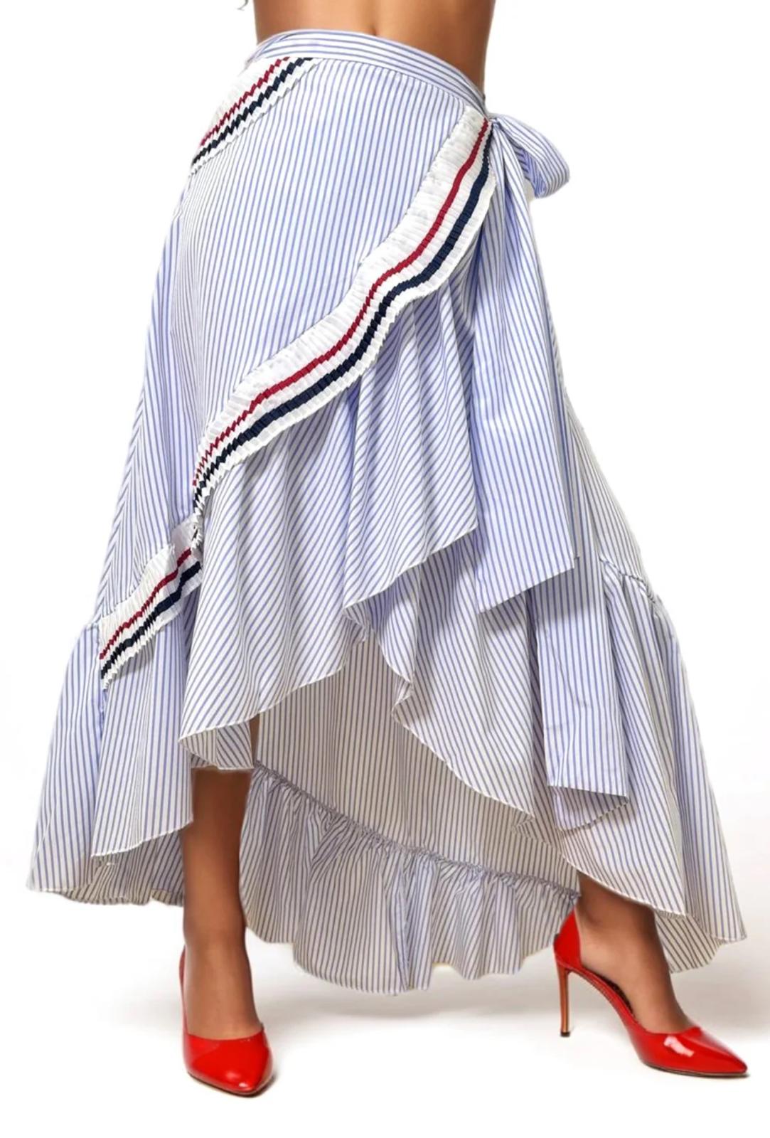 N By Nancy Striped Wrap Skirt