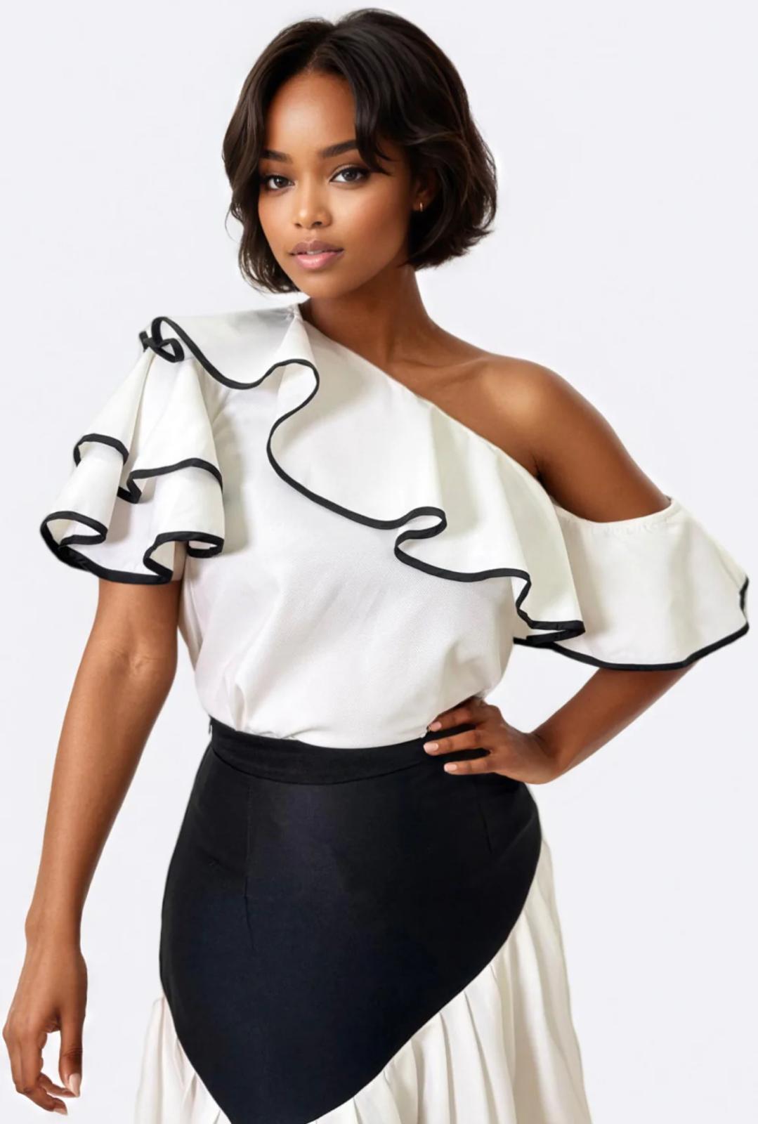 N By Nancy White One Shoulder Top