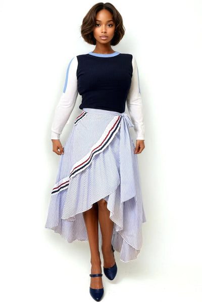 N By Nancy Striped Wrap Skirt