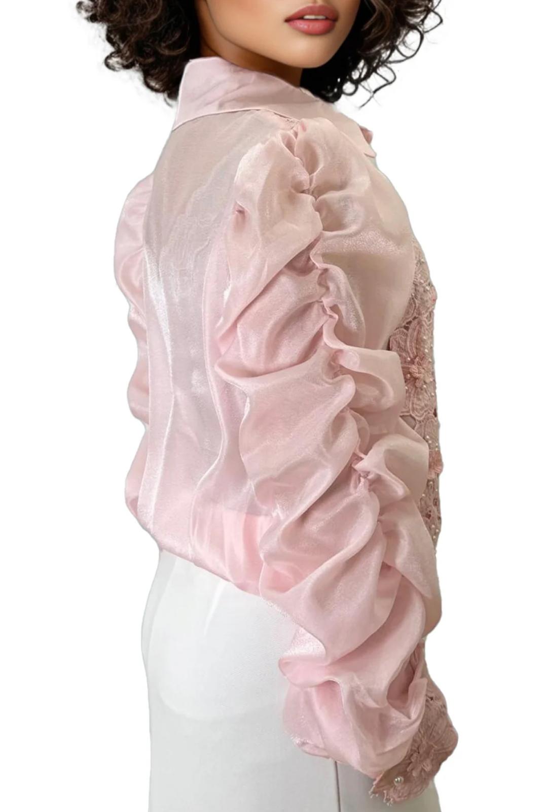 N By Nancy Sheer Scrunched Sleeve Top