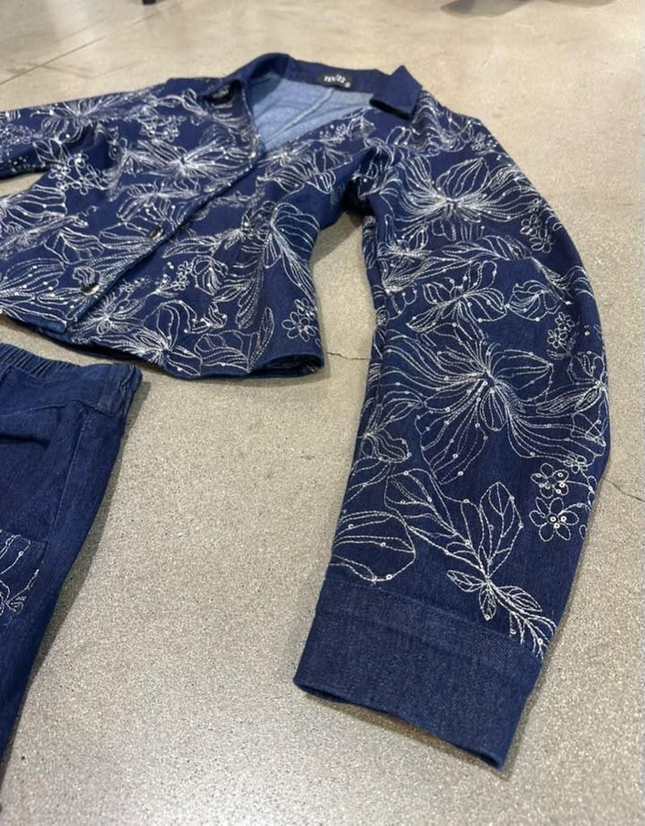 Star Embroided Denim Set