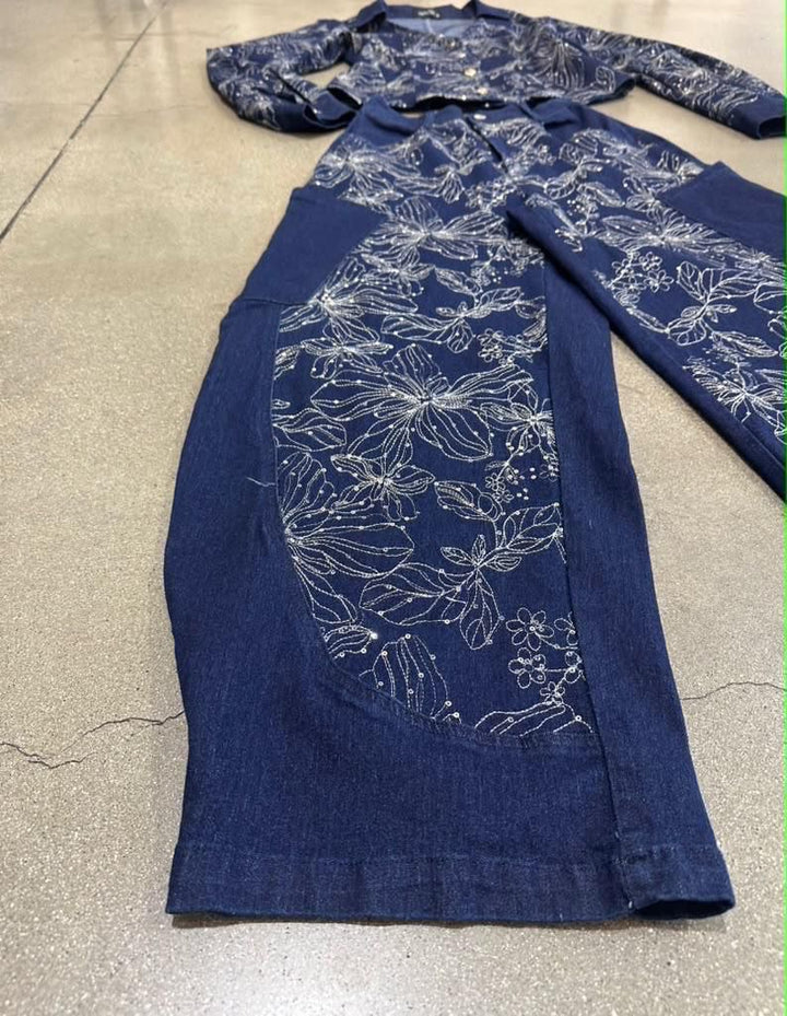 Star Embroided Denim Set