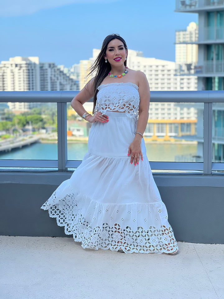 Eyelet Maxi Skirt Set