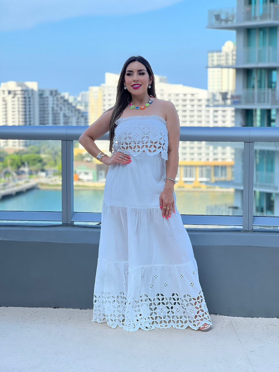 Eyelet Maxi Skirt Set