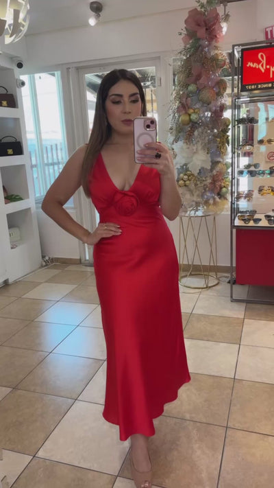 Satin Red Dress