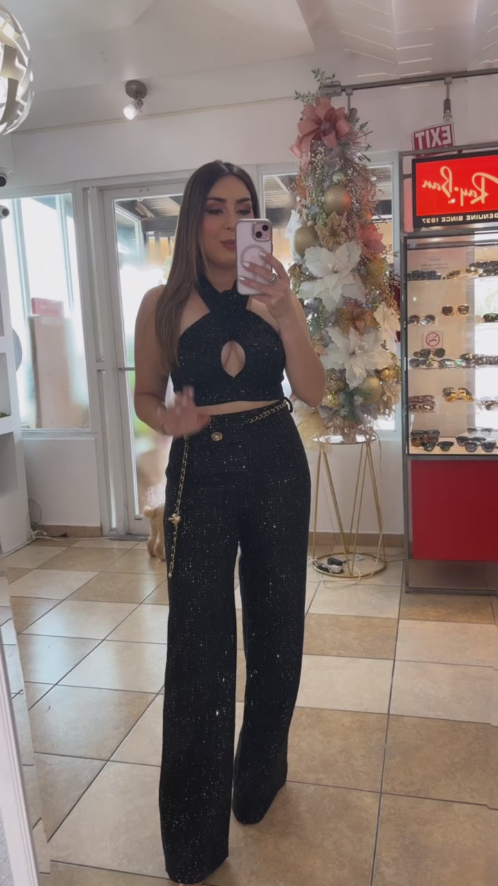 Sequins Tweed Pant Set