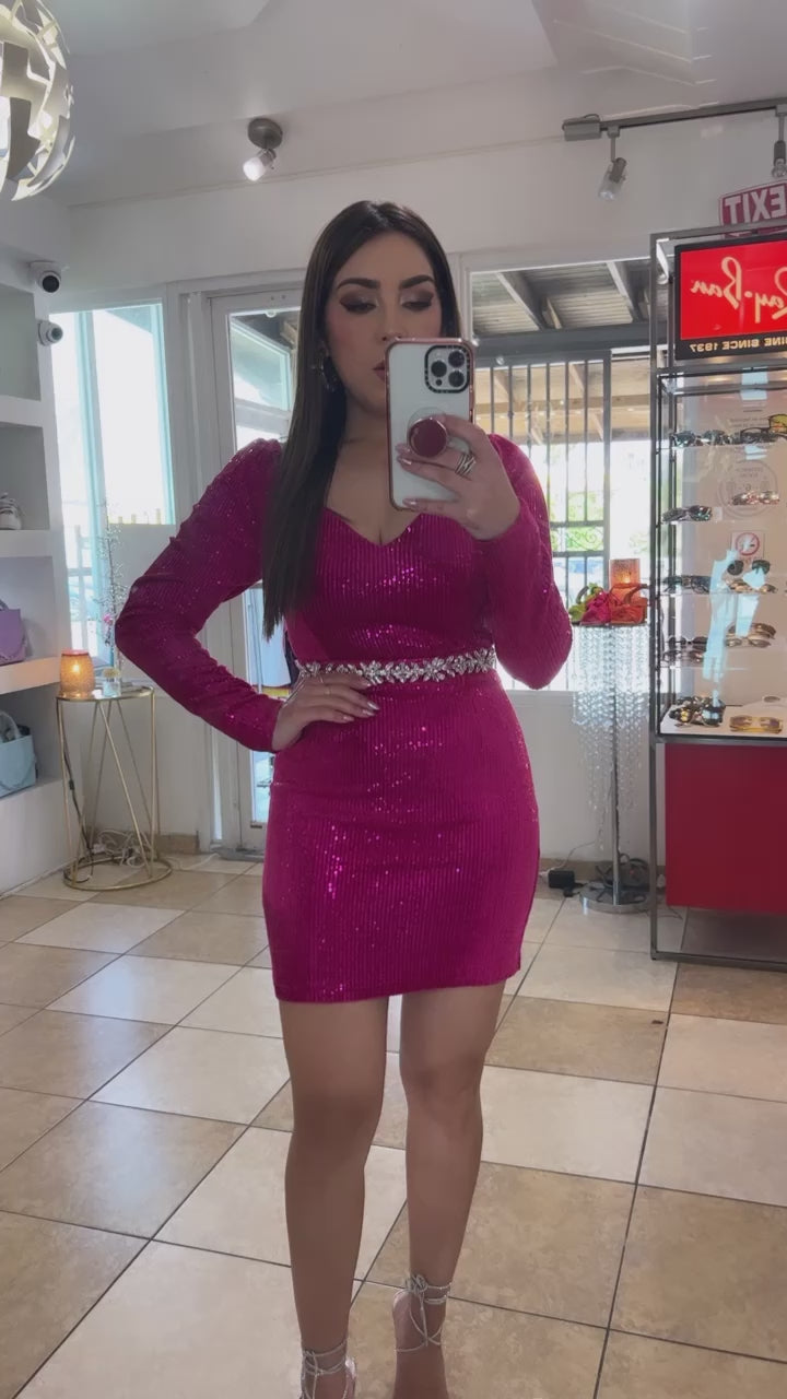 Velvet & Sequins Mini Dress