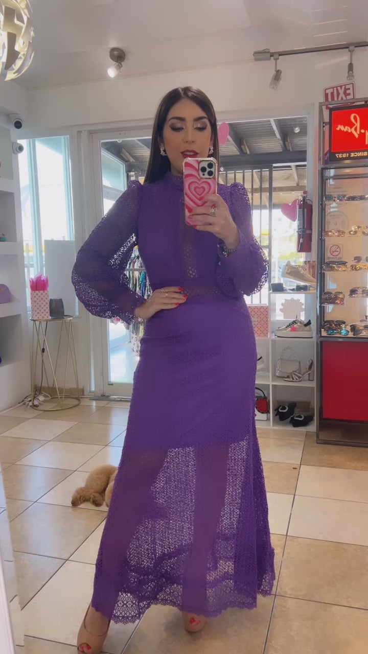 Purple Crochet Maxi Dress