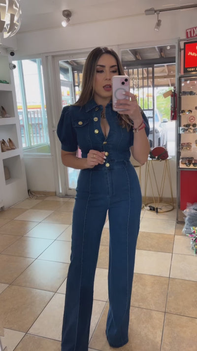 Stretch Denim Jumpsuit