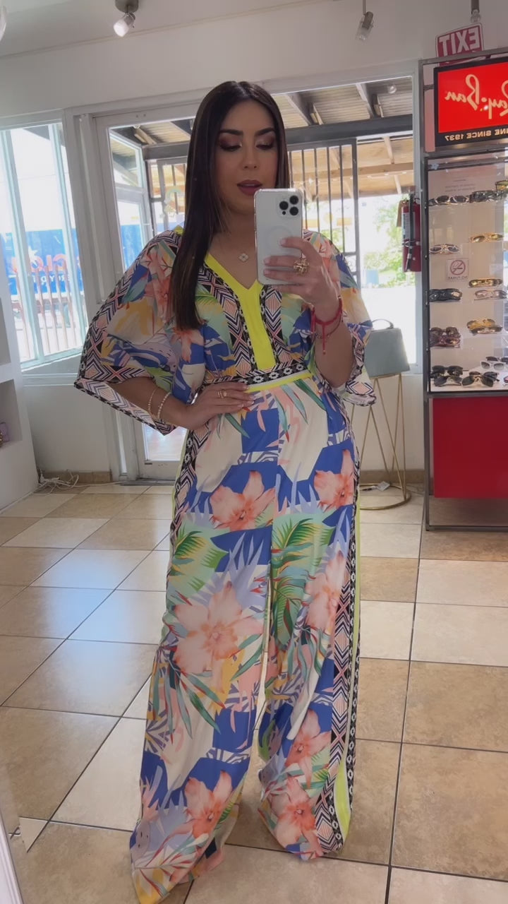 Tropical Kimono Jumpsuit