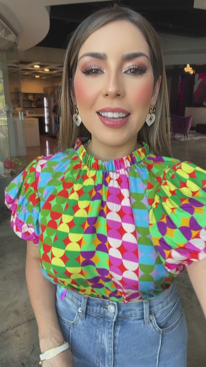 Multi Color Print Top