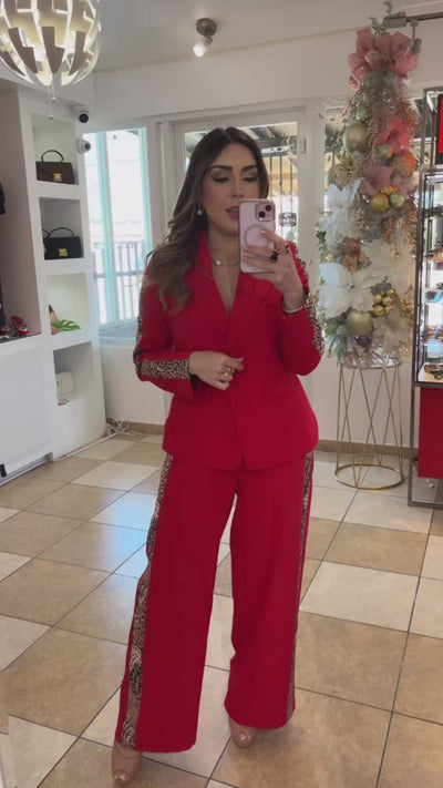 Red Blazer Set