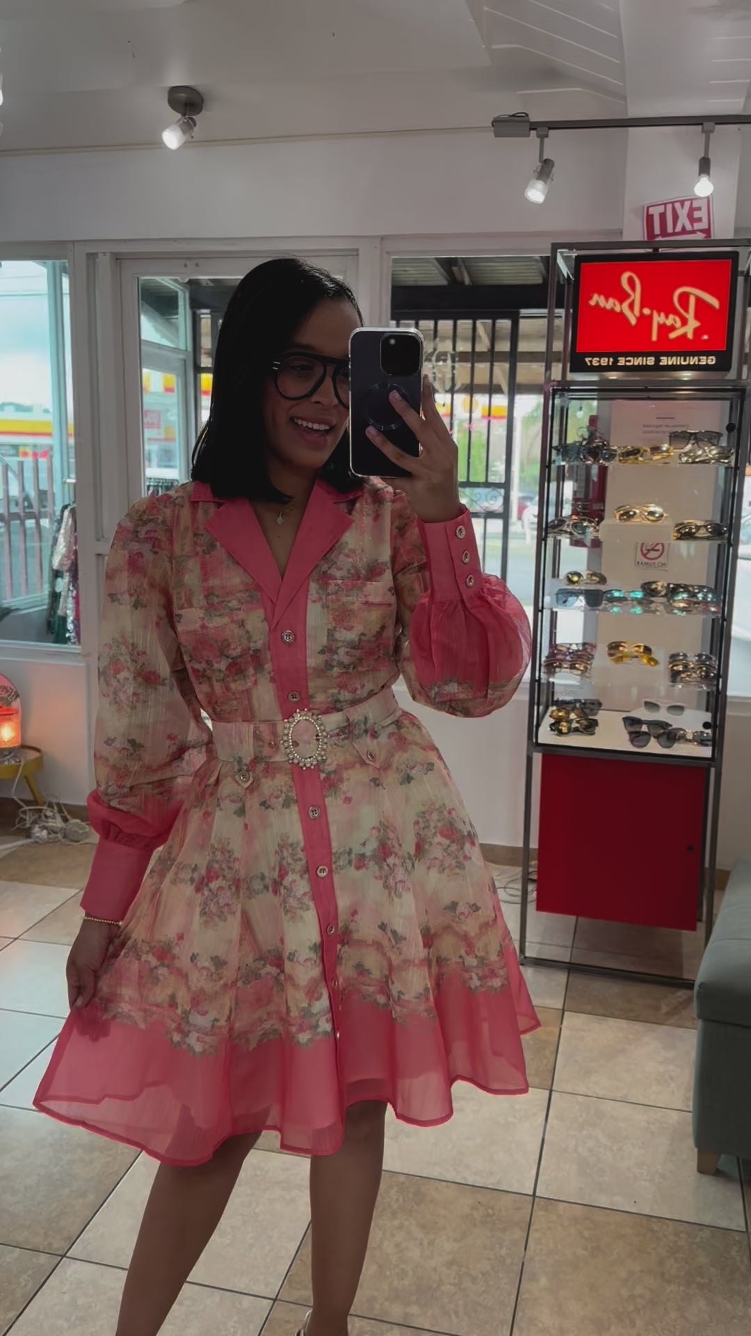 Salmon Floral Dress