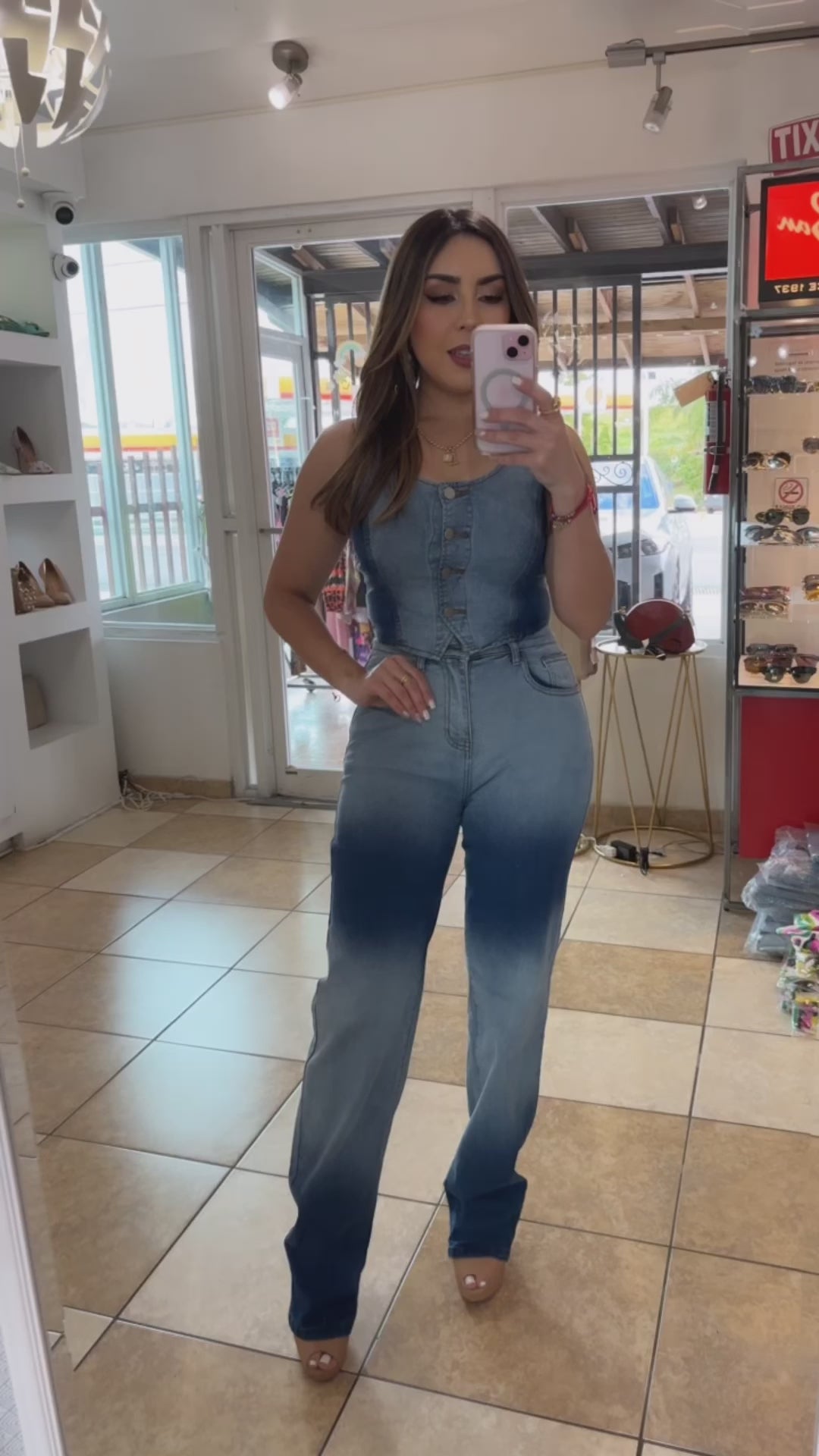 Contrast Denim Set