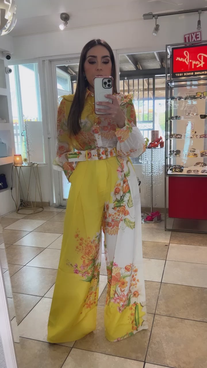 Yellow Floral Pant Set