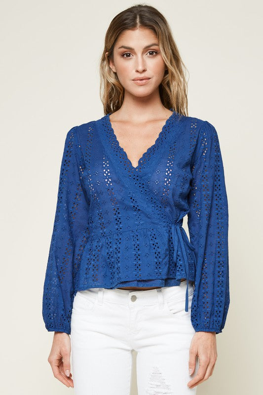 Bootsy Eyelet Wrap Top