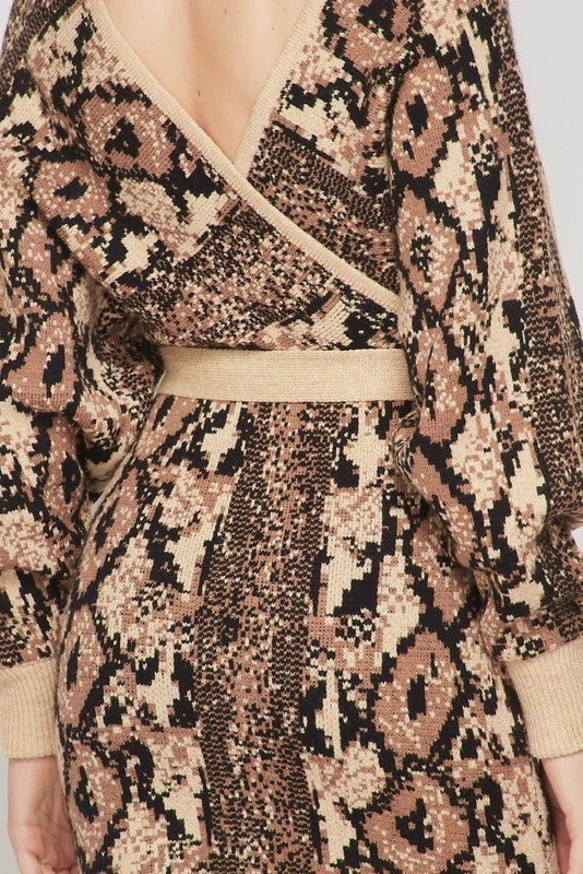 Snake Print Sweater Dress