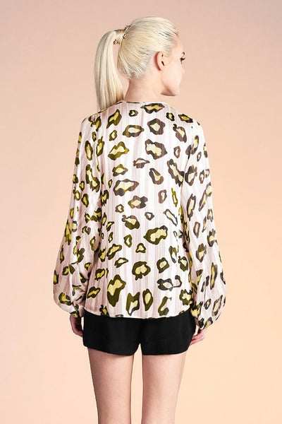 Leopard Print Balloon Sleeve Top