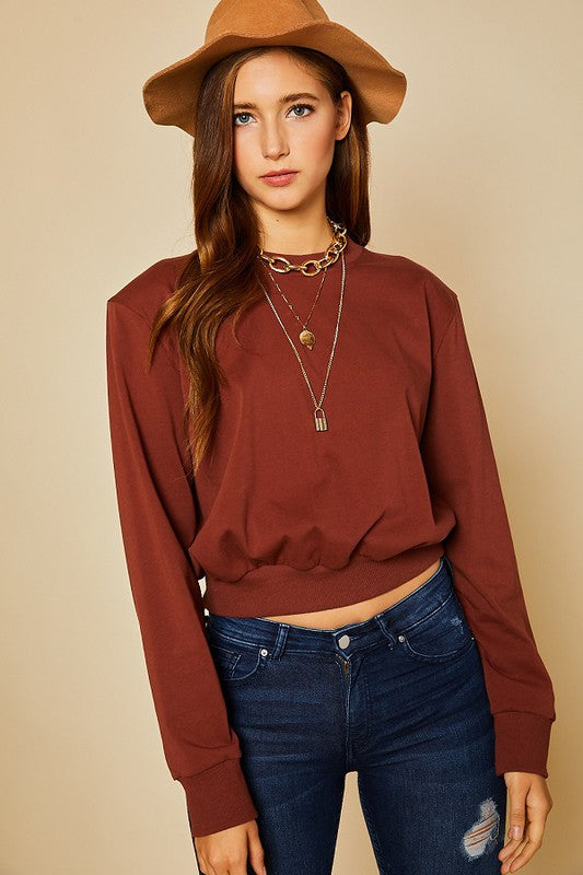 CROP SWEATSHIRTS WITH SHOULDER PAD