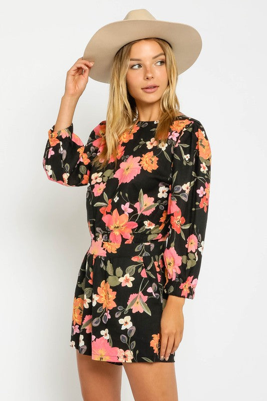 Hibiscus Open Back Romper