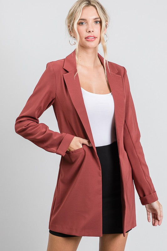 Deep Mauve Long Blazer