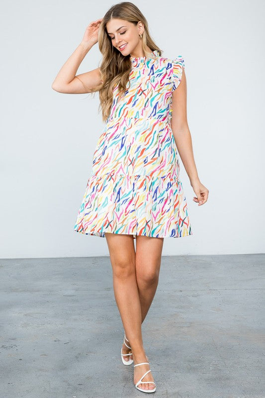 Tiered Ruffle Sleeve Dress