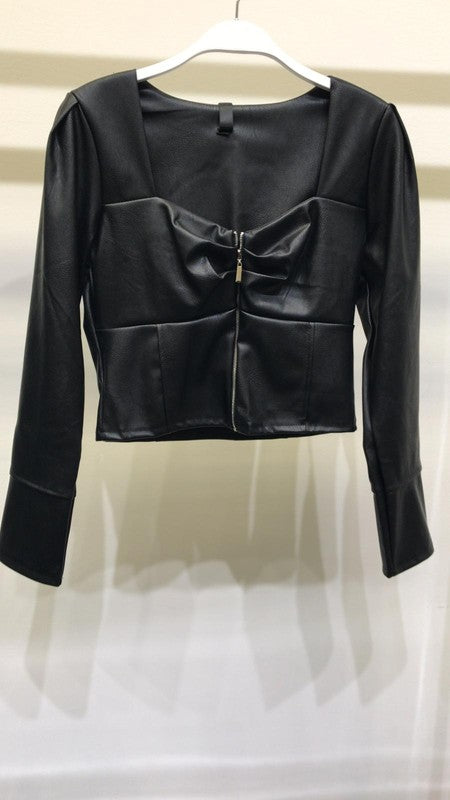 BUSTIER ZIP UP CROP JACKET