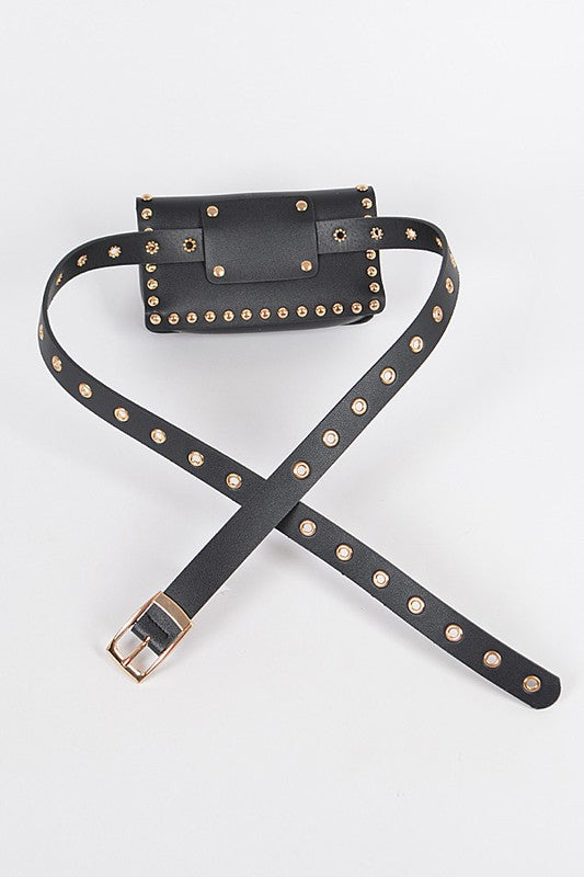 Studded Faux Leather Fanny Pack