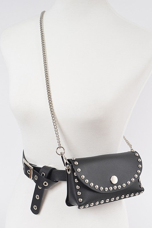 Studded Faux Leather Fanny Pack