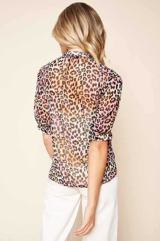 Cheetah Ruffle Top