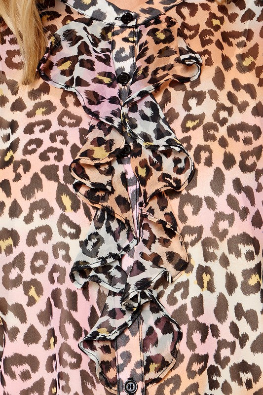Cheetah Ruffle Top