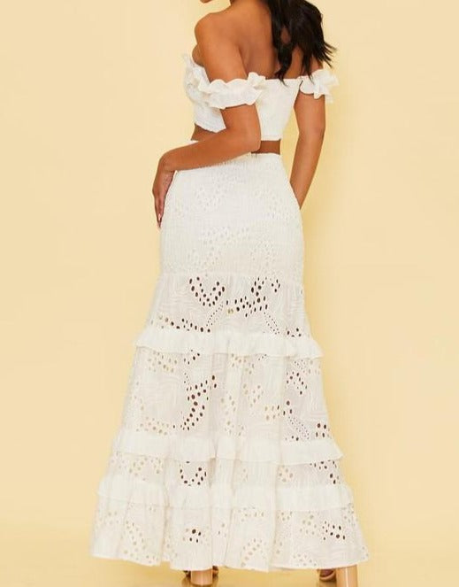 EYELET LACE SKIRT SET
