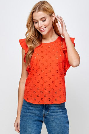Embroidered Eyelet Top