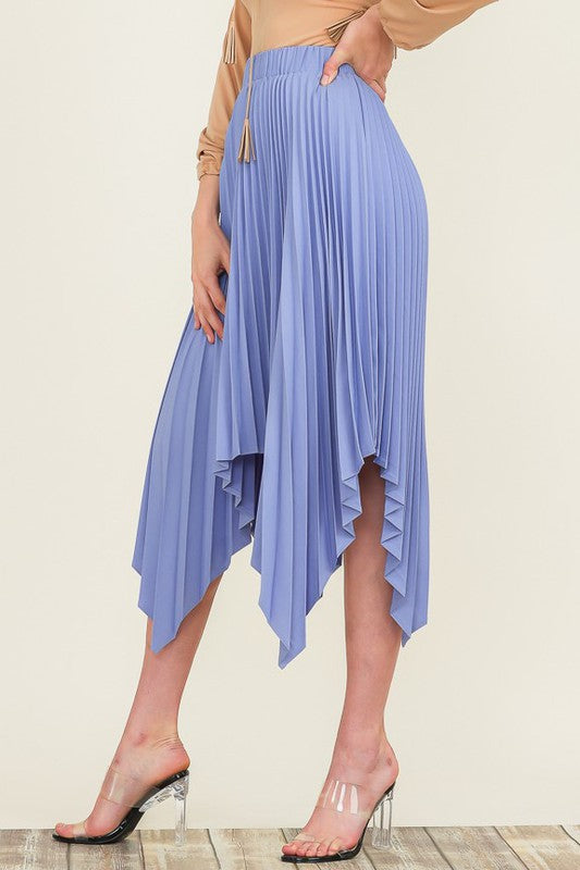 Blue Pleated Skirt