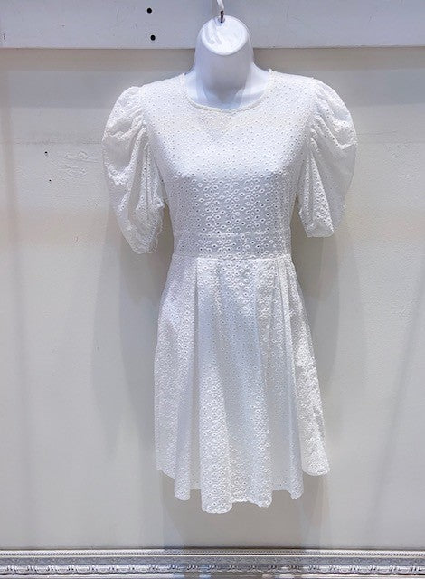Puff Sleeve Eyelet Dress
