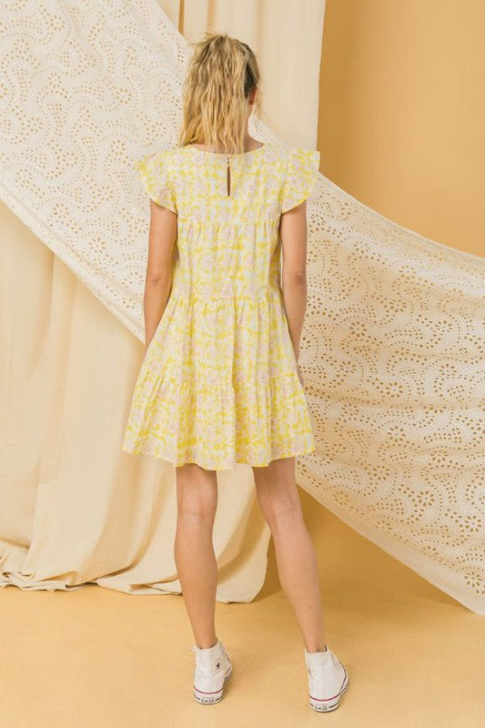 FLORAL MINI RUFFLE DRESS