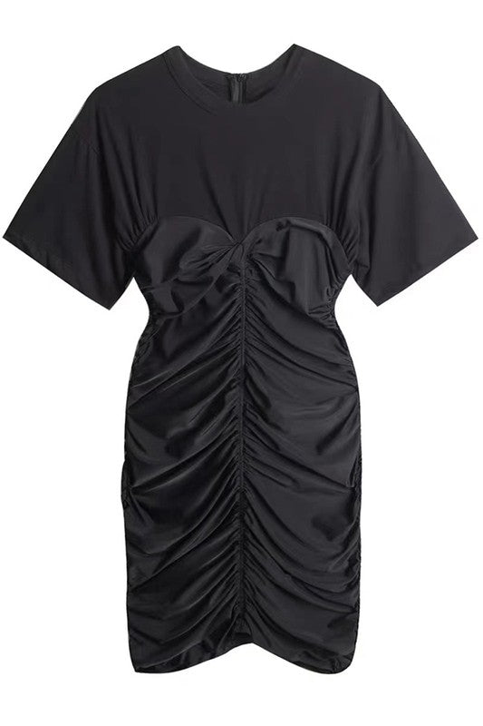 Sewn Two Piece Mini Ruched Dress