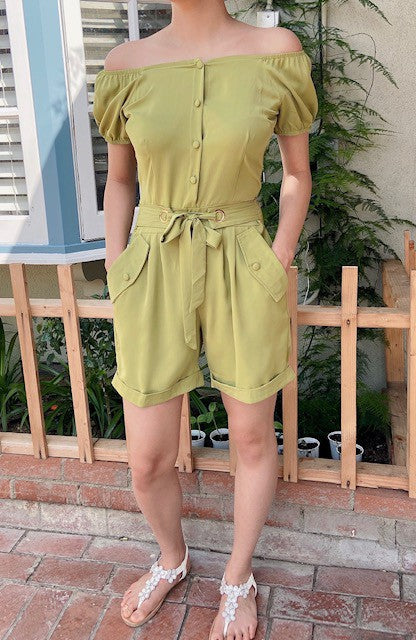 Button Down Tie Front Romper
