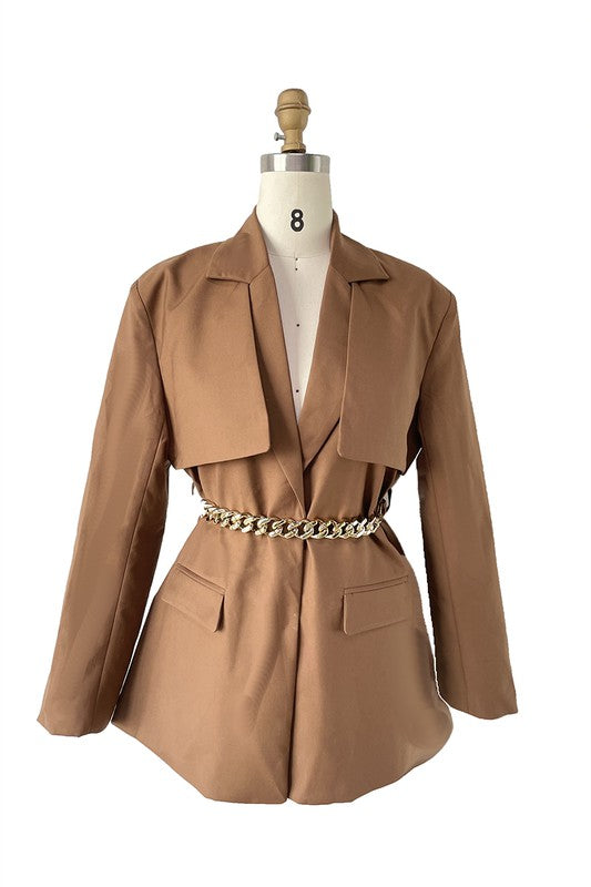 Long Sleeve Solid Wrap Blazer