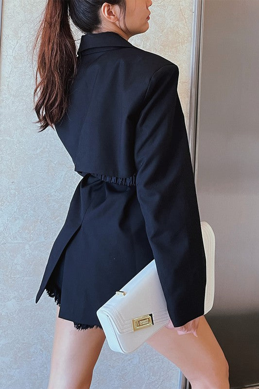 Long Sleeve Solid Wrap Blazer