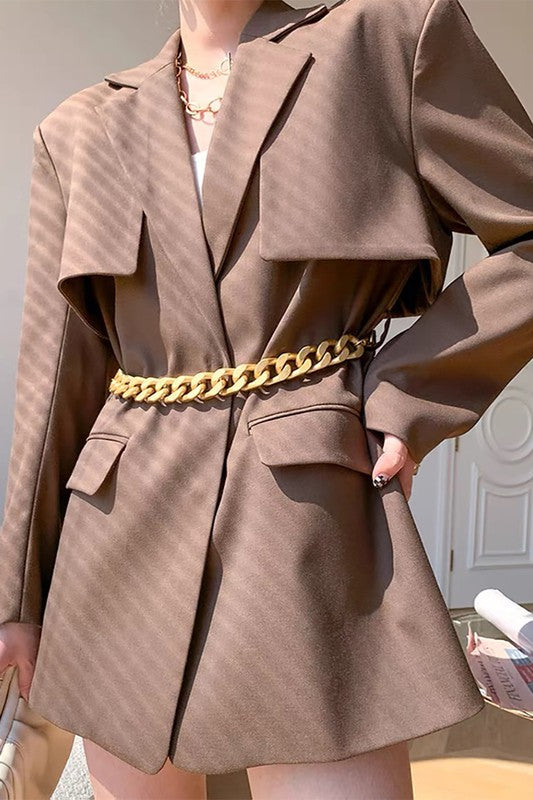 Long Sleeve Solid Wrap Blazer