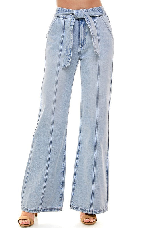 TIE WAIST STRAIGHT JEAN
