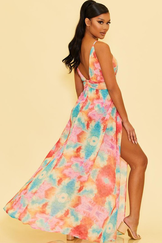 TIEDYE MAXI SLIT DRESS
