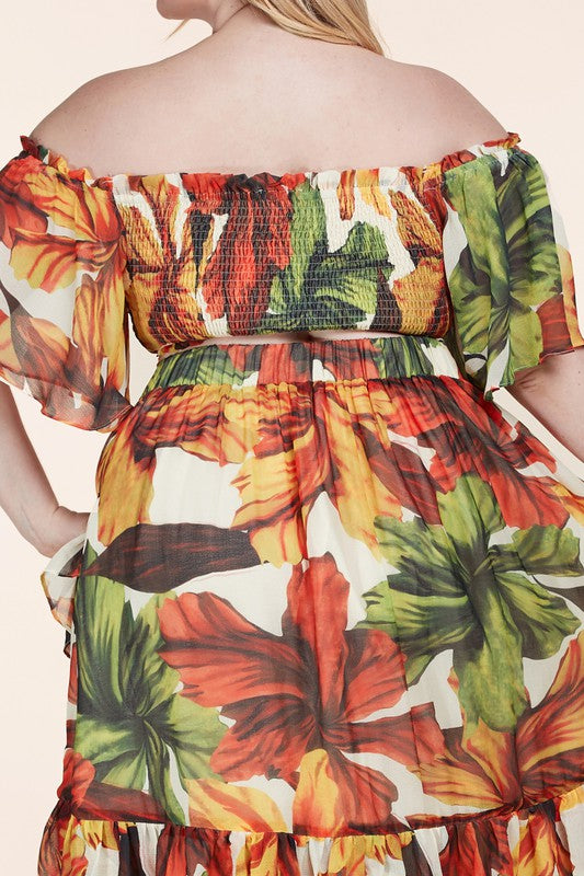 Leaves Print Skirt Set