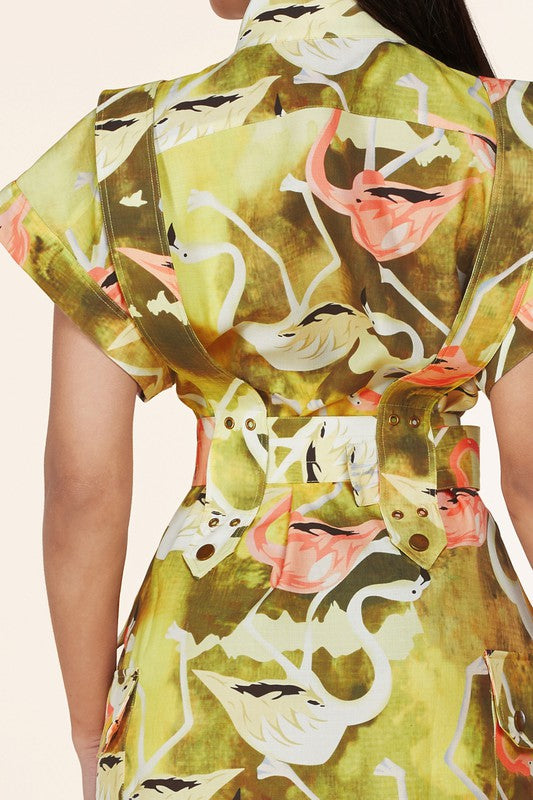 Flamingo Print Mini Dress
