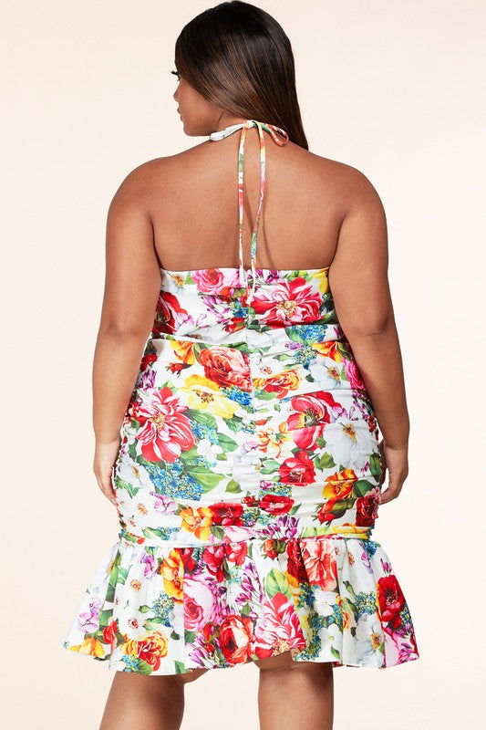 Flower Print Halter Dress