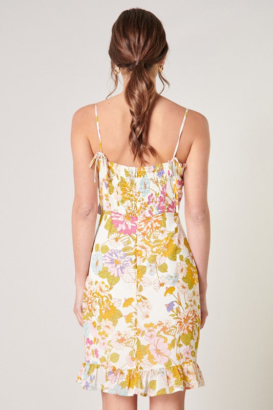 Tie Strap Ruffle Mini Dress