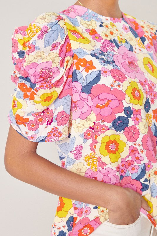 Floral Puff Sleeve Blouse
